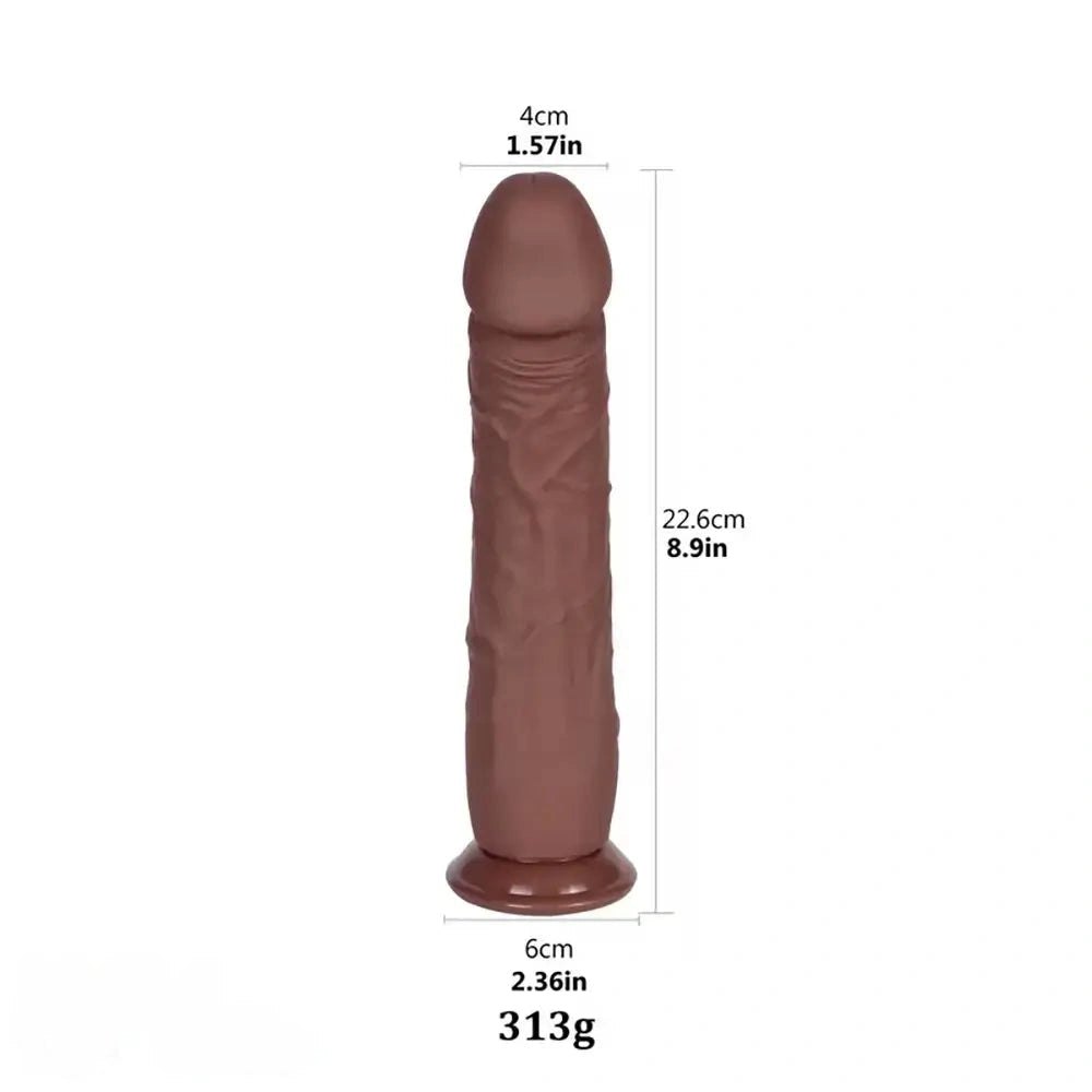 Brown silicone realistic dildo, large size lineup, photo 13