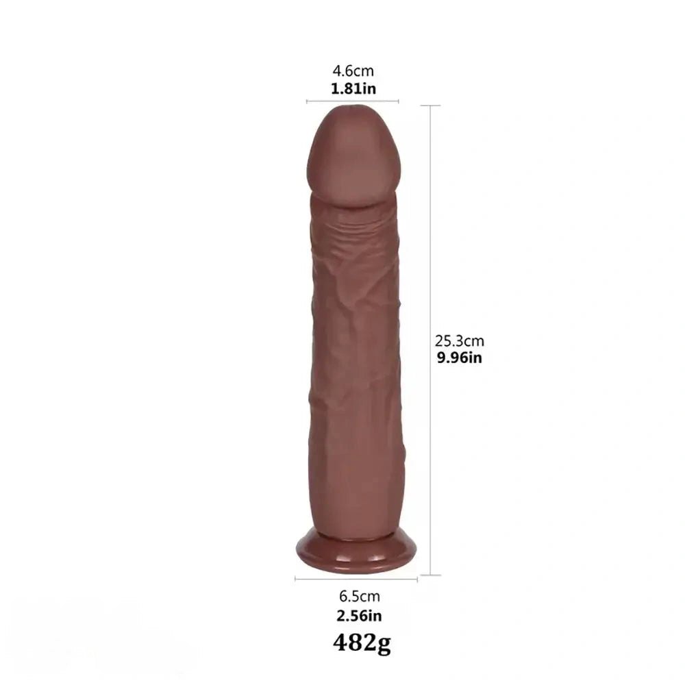 Brown silicone realistic dildo, large size lineup, photo 2