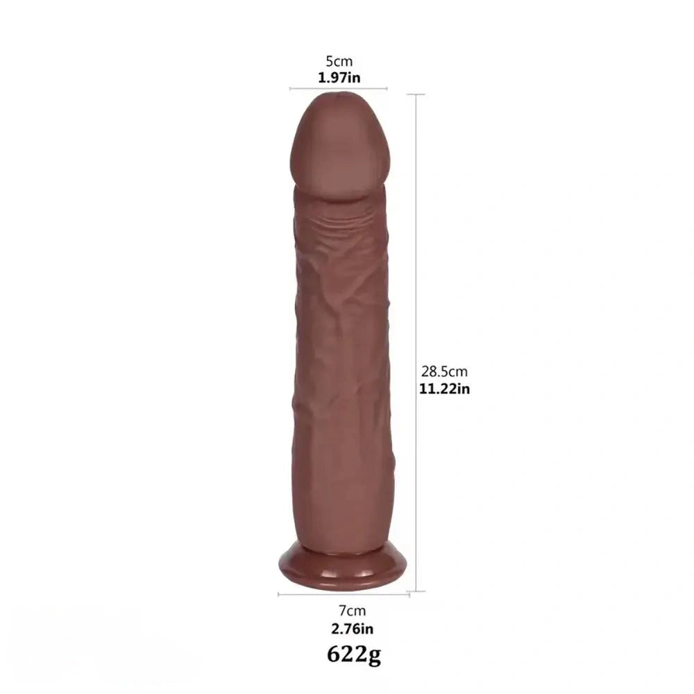 Brown silicone realistic dildo, large size lineup, photo 4