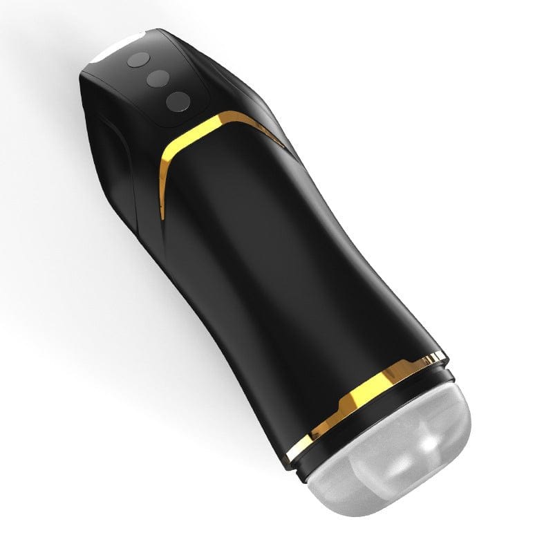 Black gold-trim vibrating male masturbator, photo 8