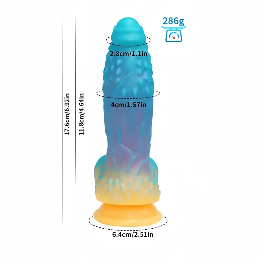 Colorful glow-in-the-dark silicone fantasy dildo, photo 4
