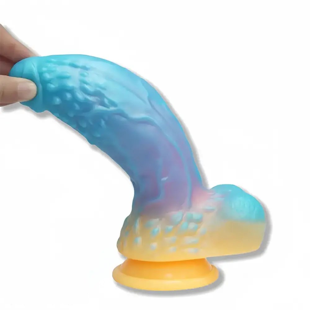 Colorful glow-in-the-dark silicone fantasy dildo, photo 7