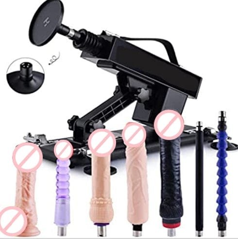 Eight Suits black automatic sex machine with attachments