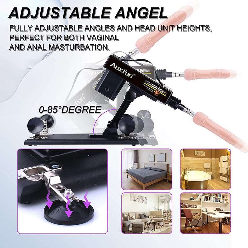 Black automatic sex machine with attachments, photo 3