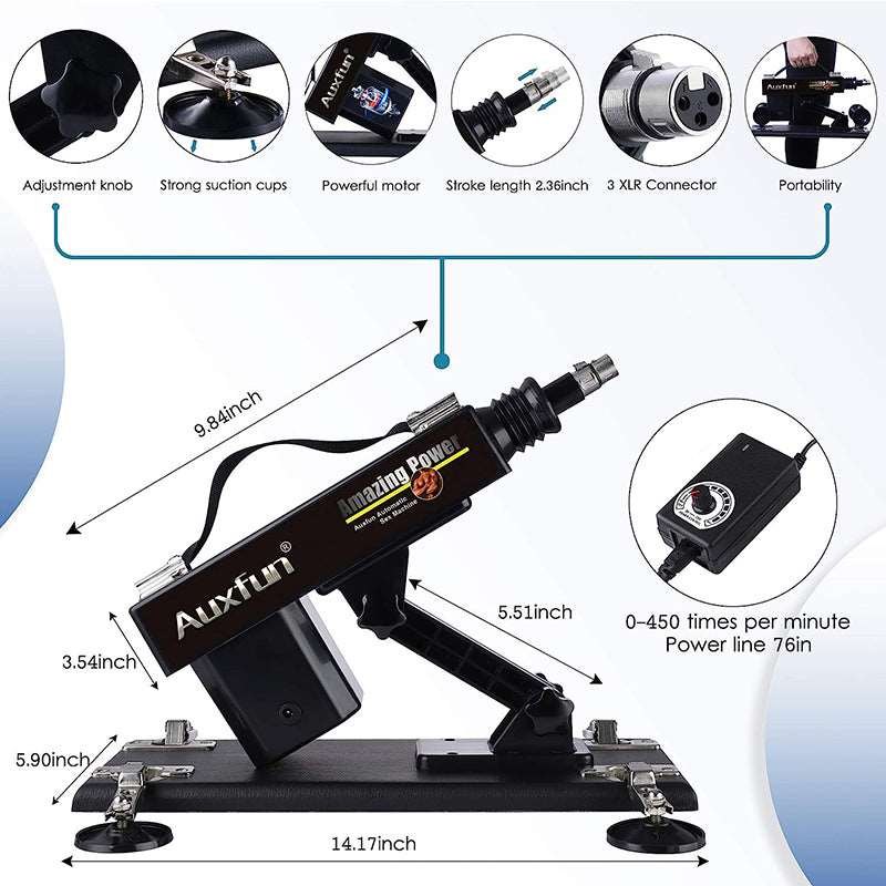 Black automatic sex machine with attachments, photo 5