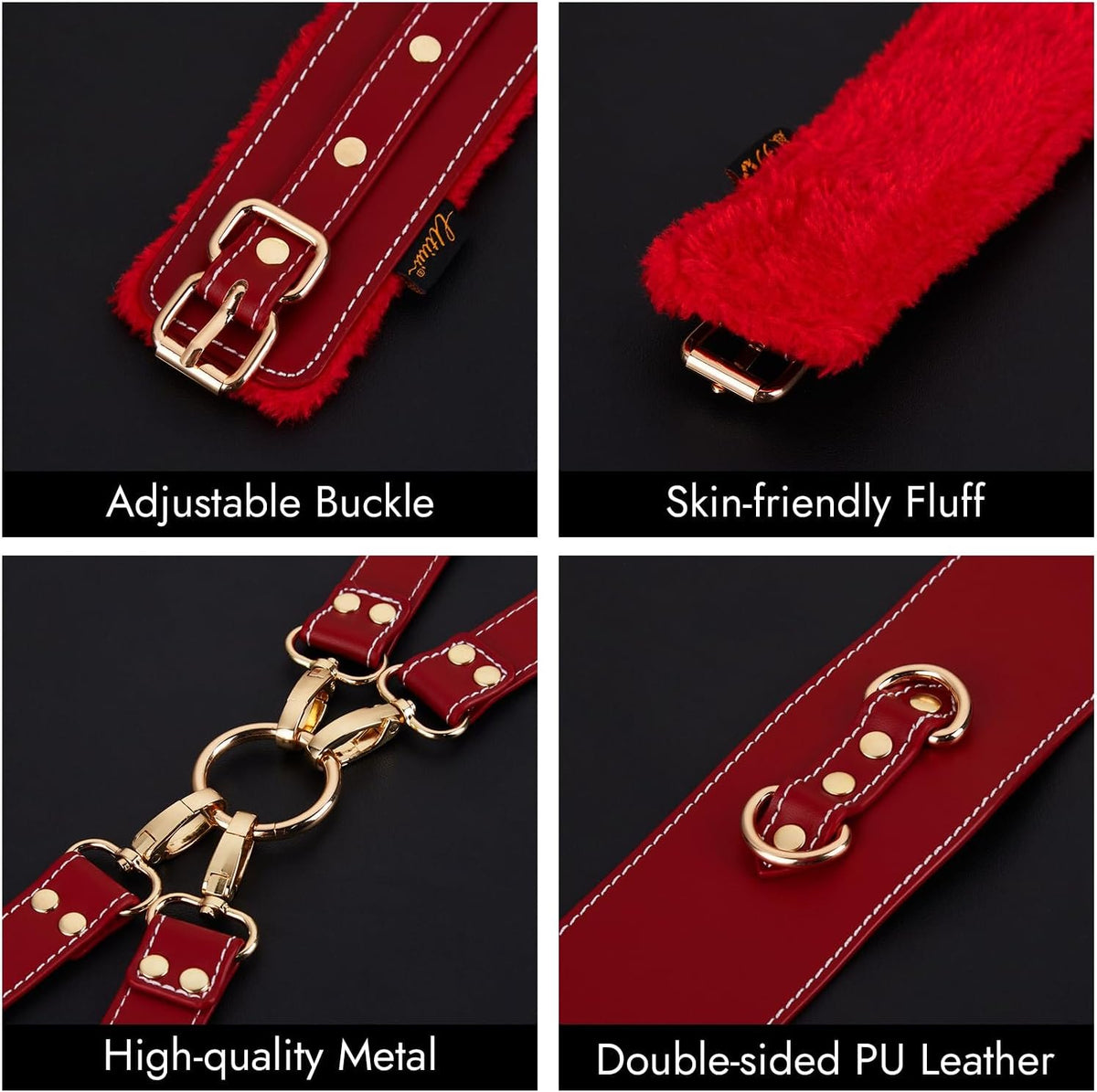 Leather bondage restraint kit with waist belt and cuffs, photo 5