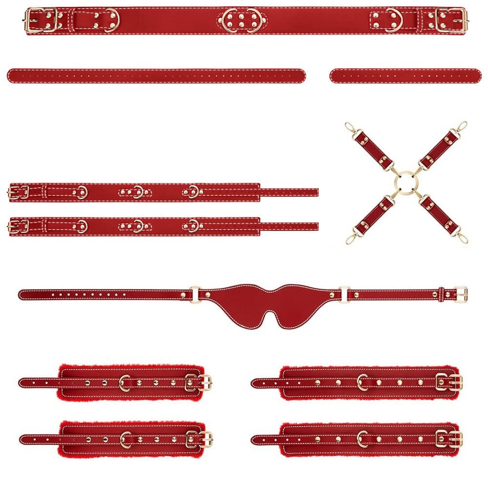Leather bondage restraint kit with waist belt and cuffs, photo 7