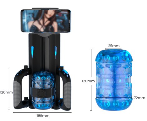 Black thrusting male masturbator with phone mount, photo 7