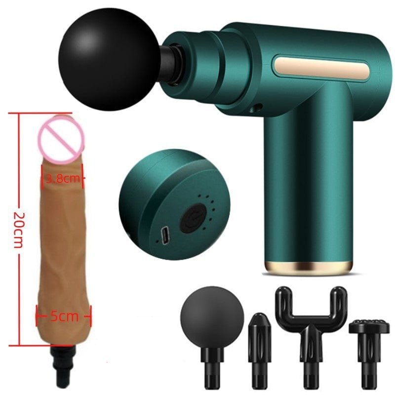 Green portable sex machine with interchangeable heads, photo 3
