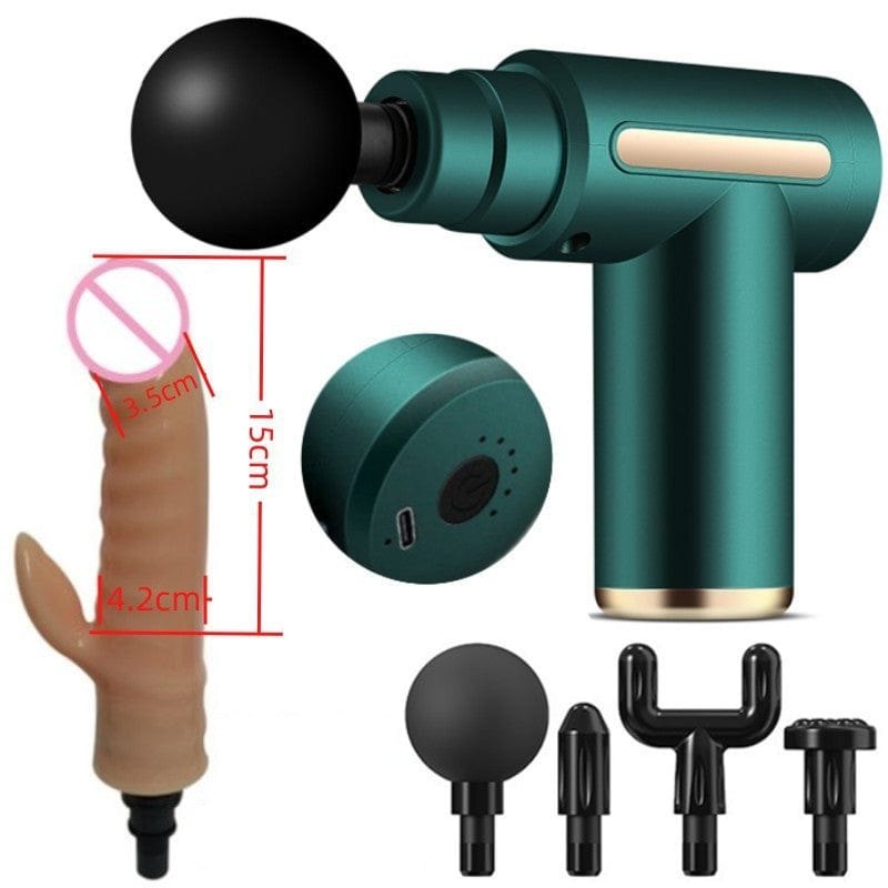 Green portable sex machine with interchangeable heads, photo 4