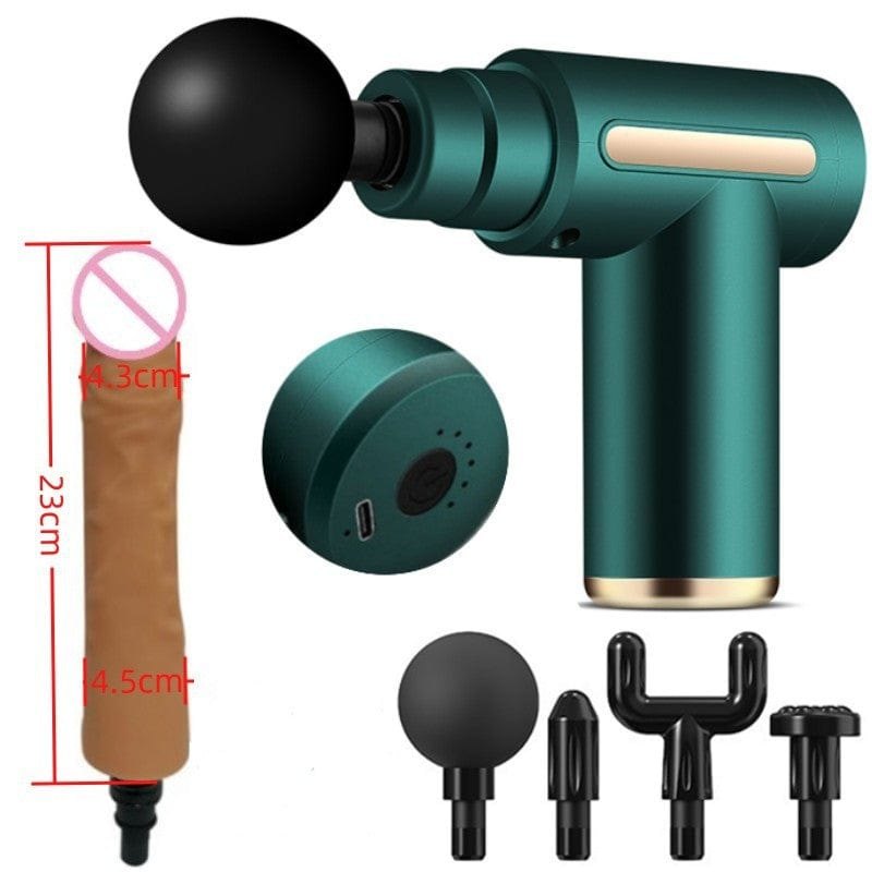 Green portable sex machine with interchangeable heads, photo 5