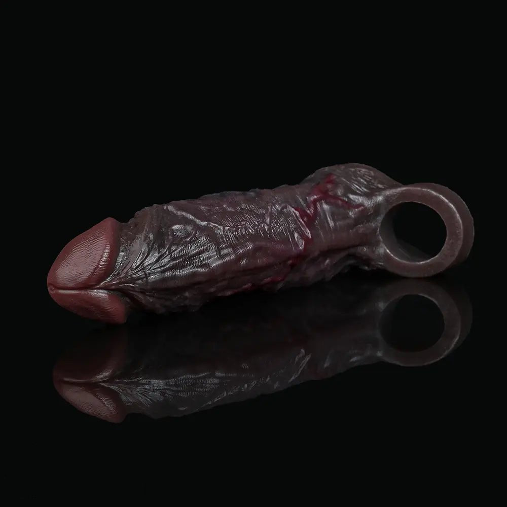 Coffee brown hollow silicone penis sleeve, photo 12