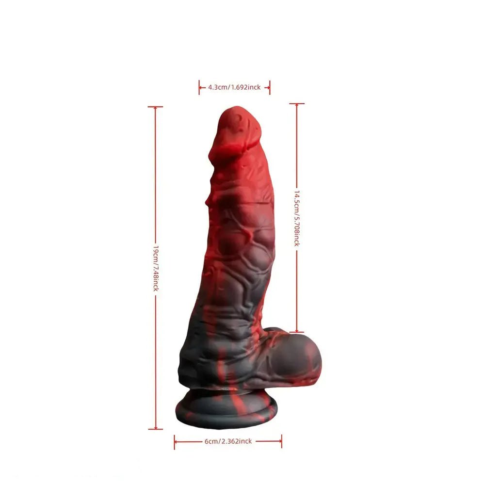 Red slim silicone suction cup dildo