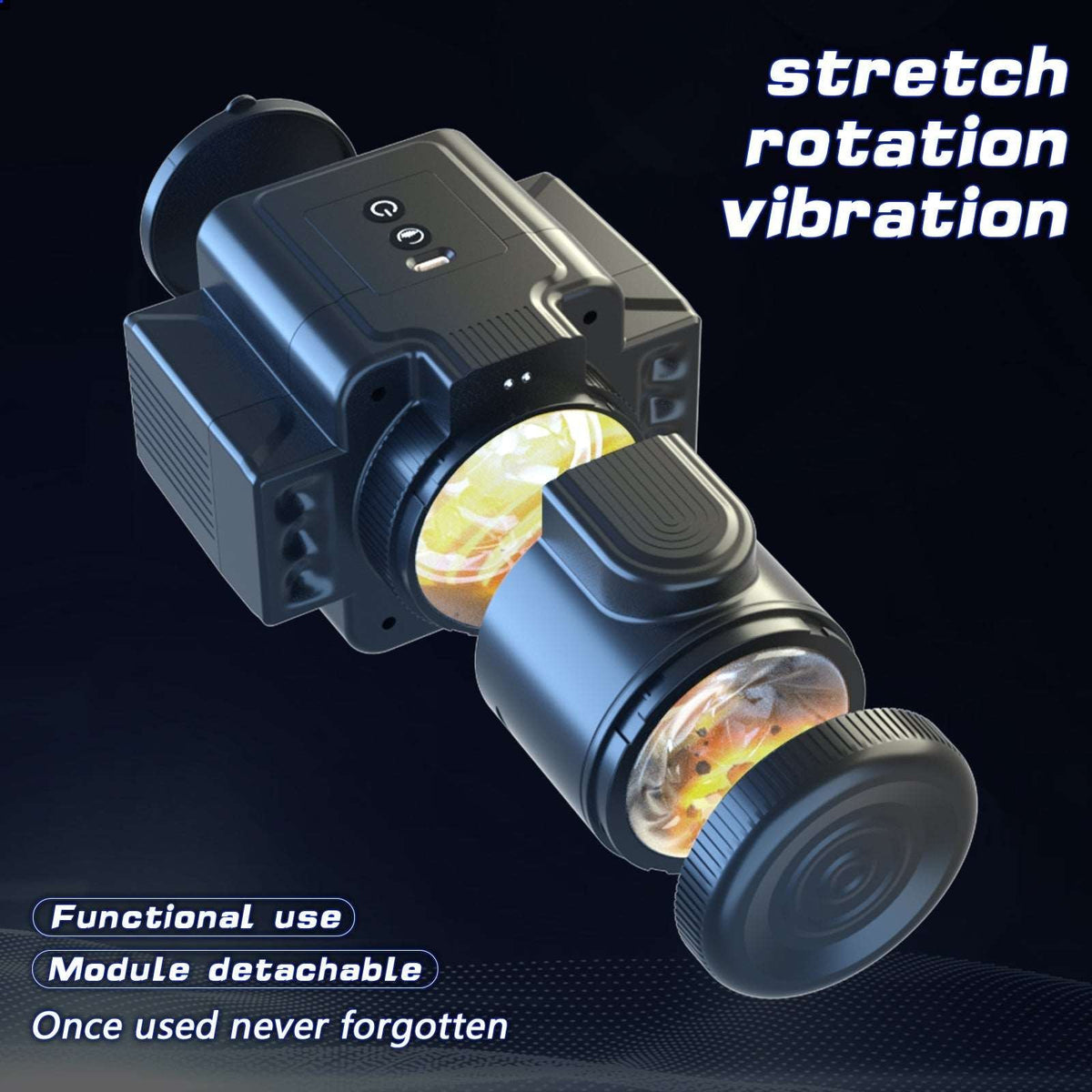 Black 7-speed rotating expanding male masturbator, photo 2