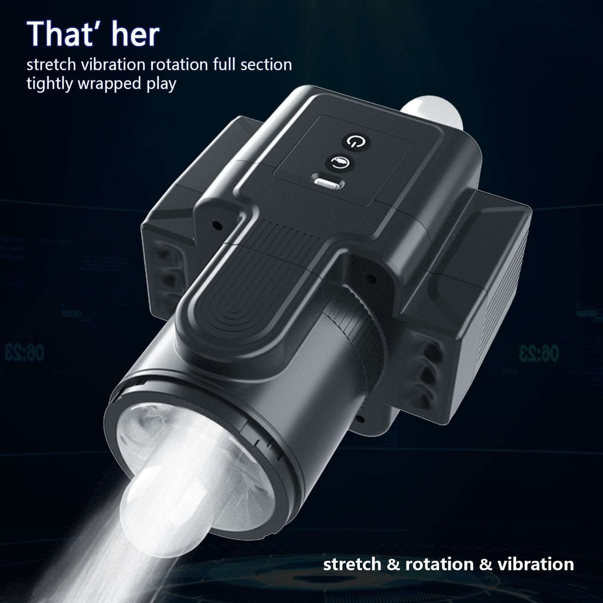 Black 7-speed rotating expanding male masturbator, photo 5