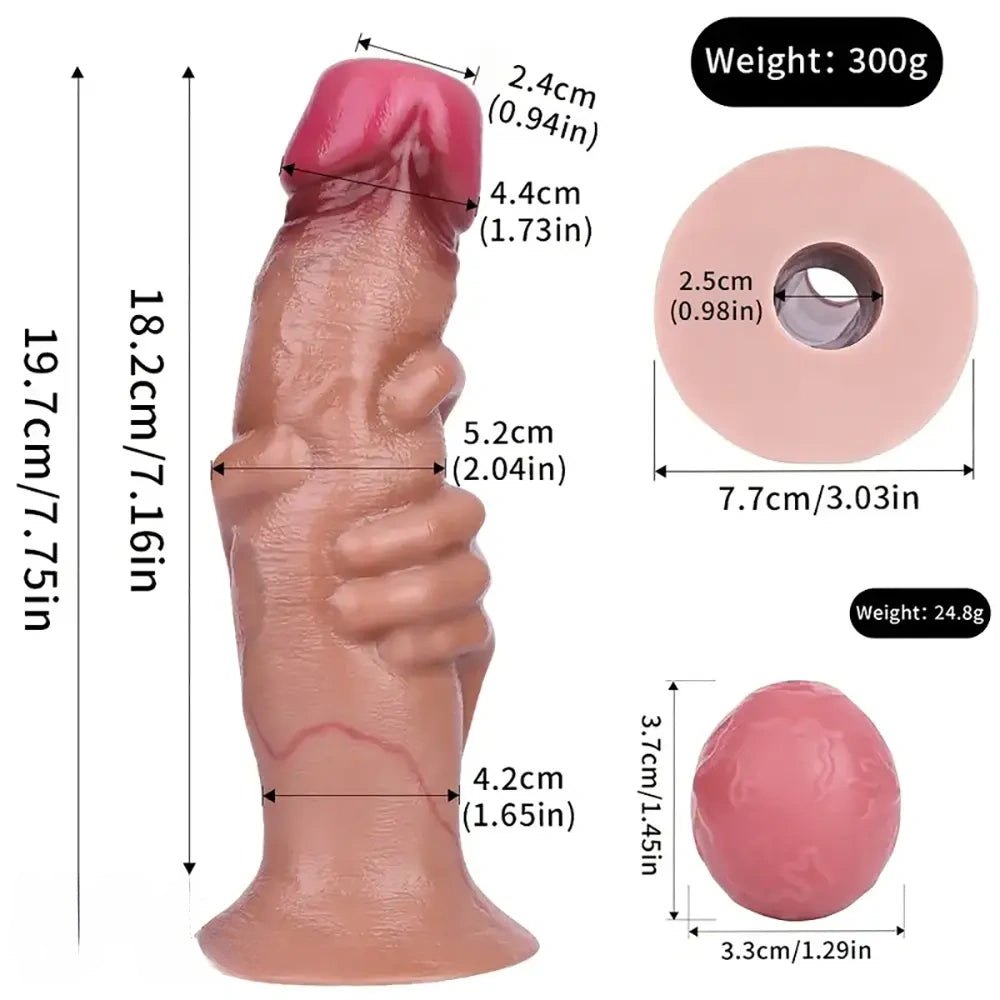 Flesh tone fantasy silicone dildo, hollow design, photo 10