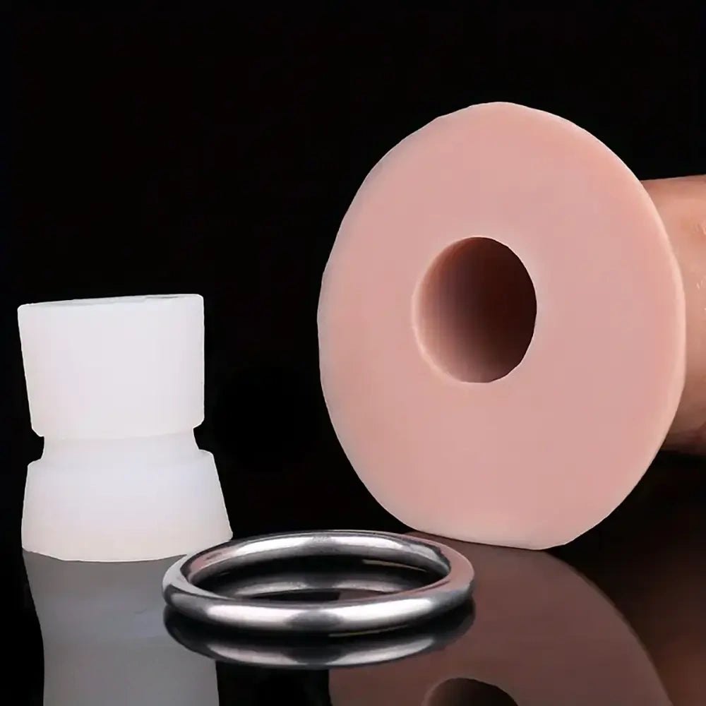 Flesh tone fantasy silicone dildo, hollow design, photo 11