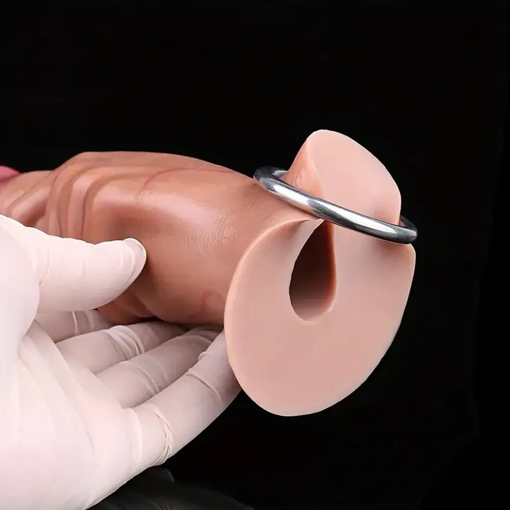 Flesh tone fantasy silicone dildo, hollow design, photo 12