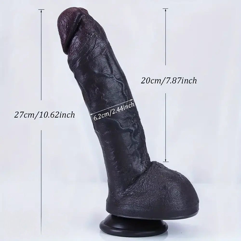 Black suction cup silicone dildo