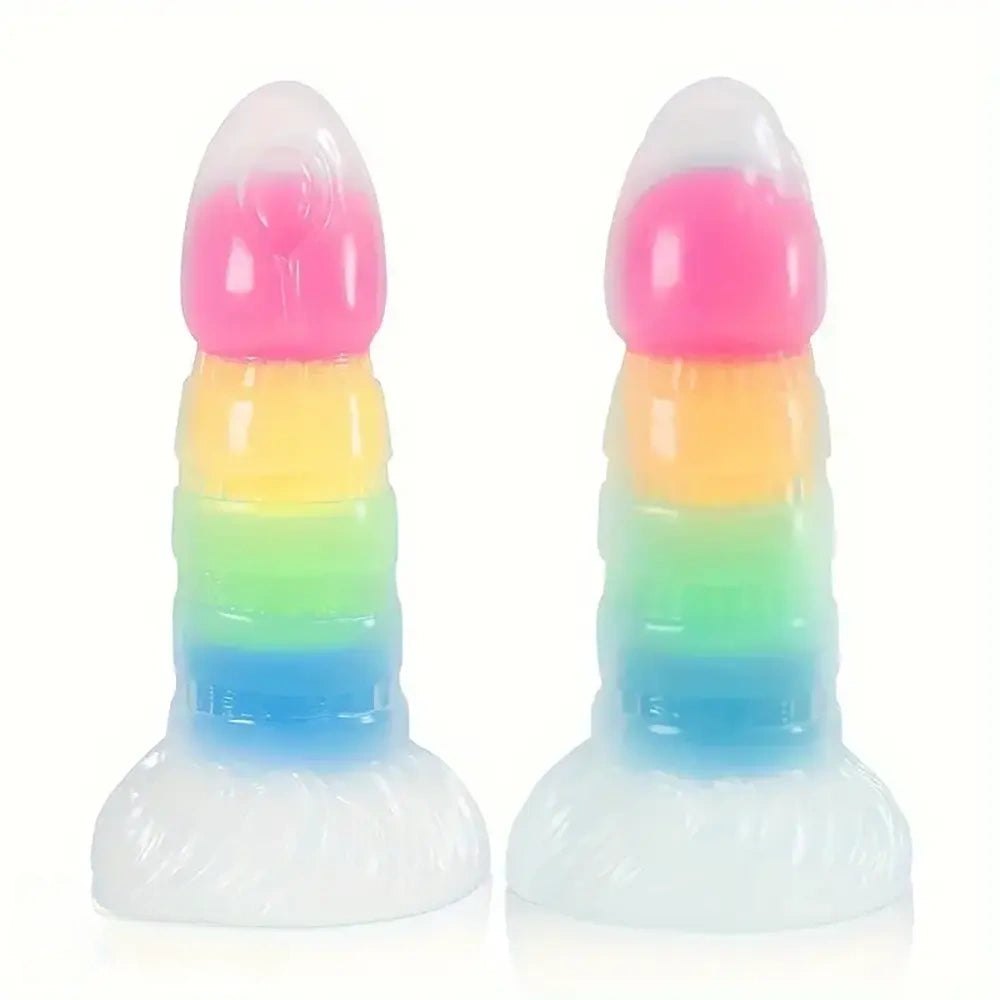 Rainbow ridged fantasy dildo, photo 1