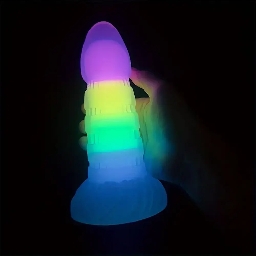 Rainbow ridged fantasy dildo, photo 11