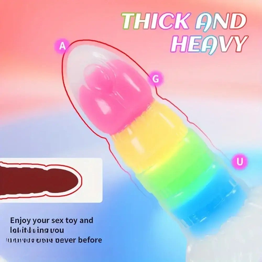 Rainbow ridged fantasy dildo, photo 12