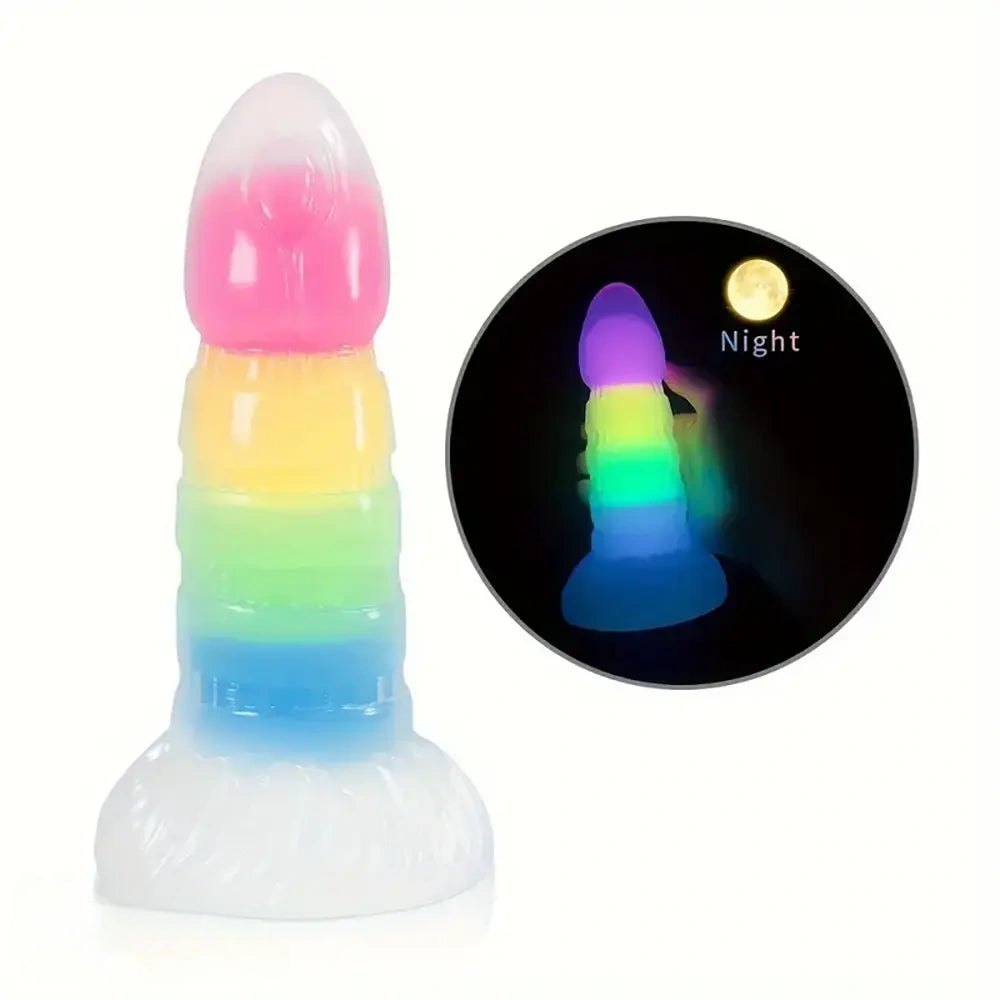 Rainbow ridged fantasy dildo, photo 13