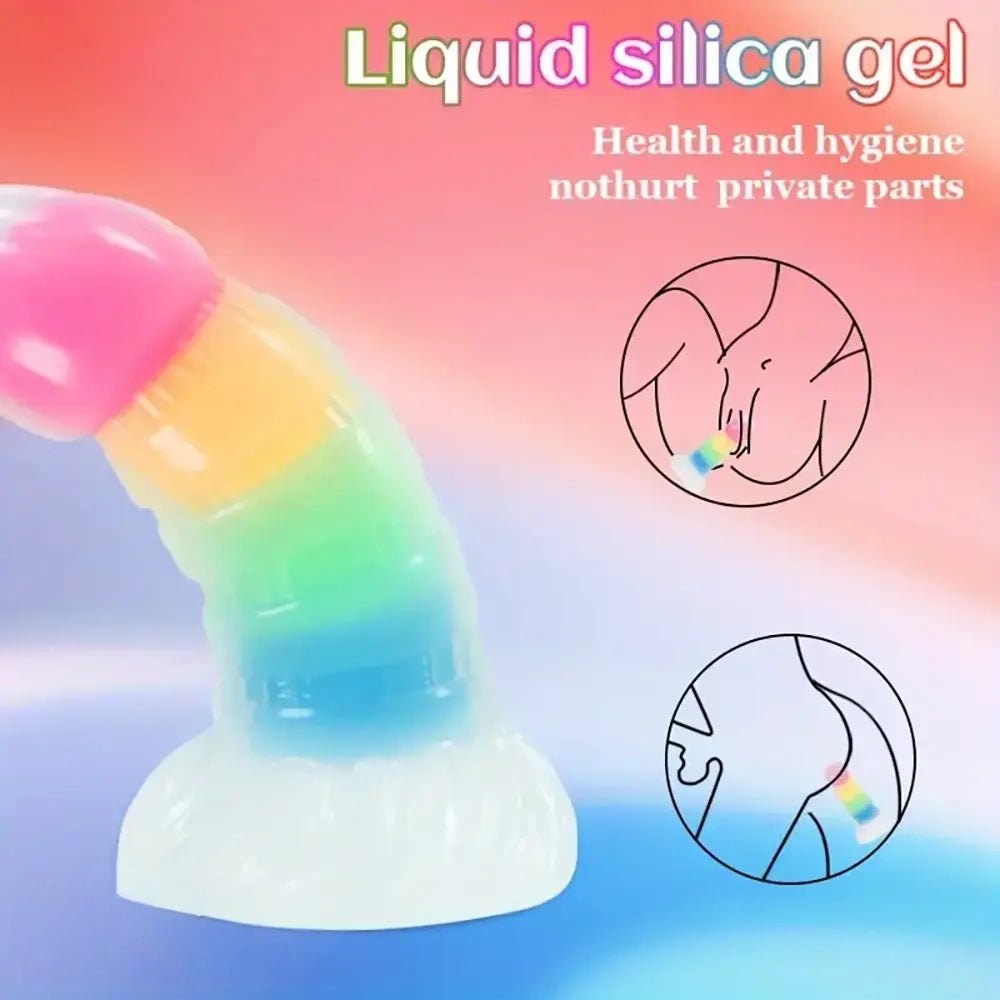 Rainbow ridged fantasy dildo, photo 2