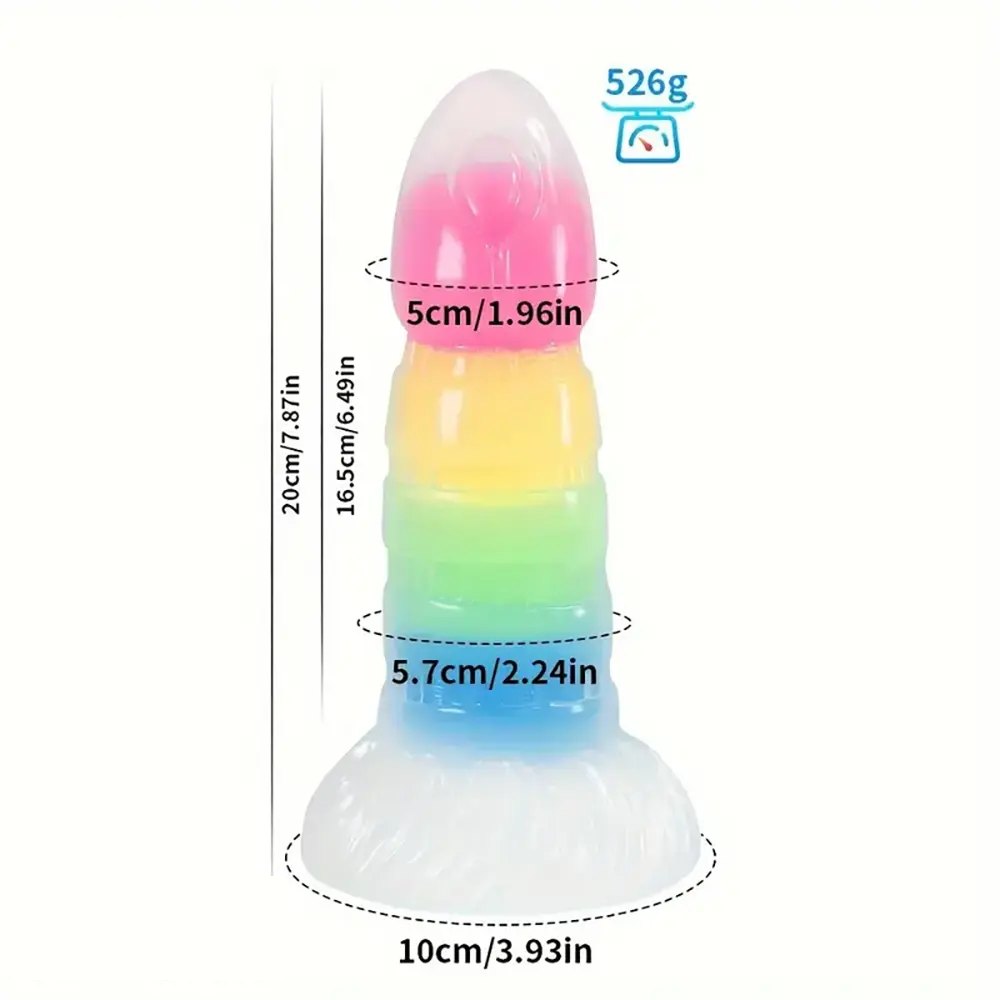 Rainbow ridged fantasy dildo, photo 3