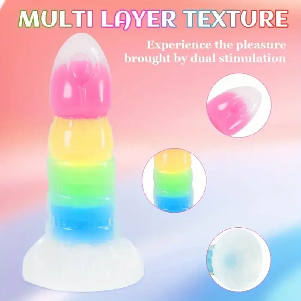 Rainbow ridged fantasy dildo, photo 5
