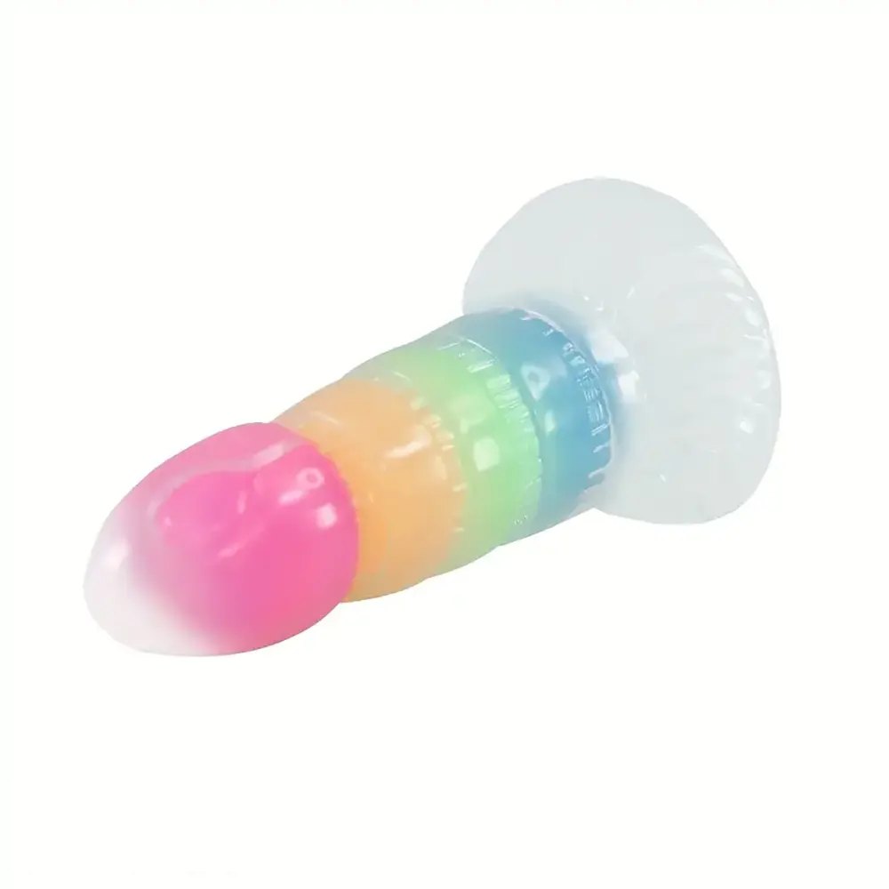 Rainbow ridged fantasy dildo, photo 6