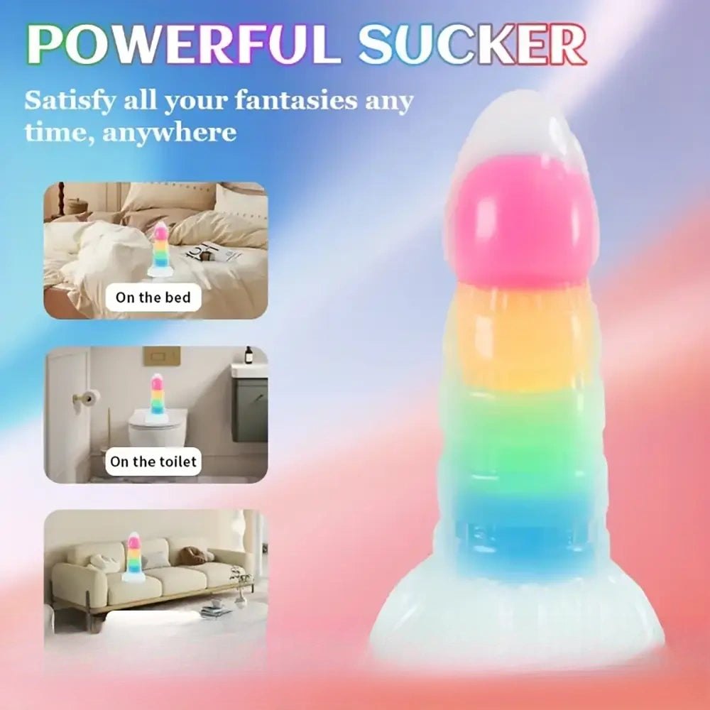 Rainbow ridged fantasy dildo, photo 8