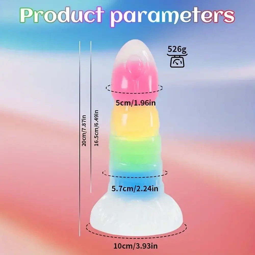 Rainbow ridged fantasy dildo, photo 9