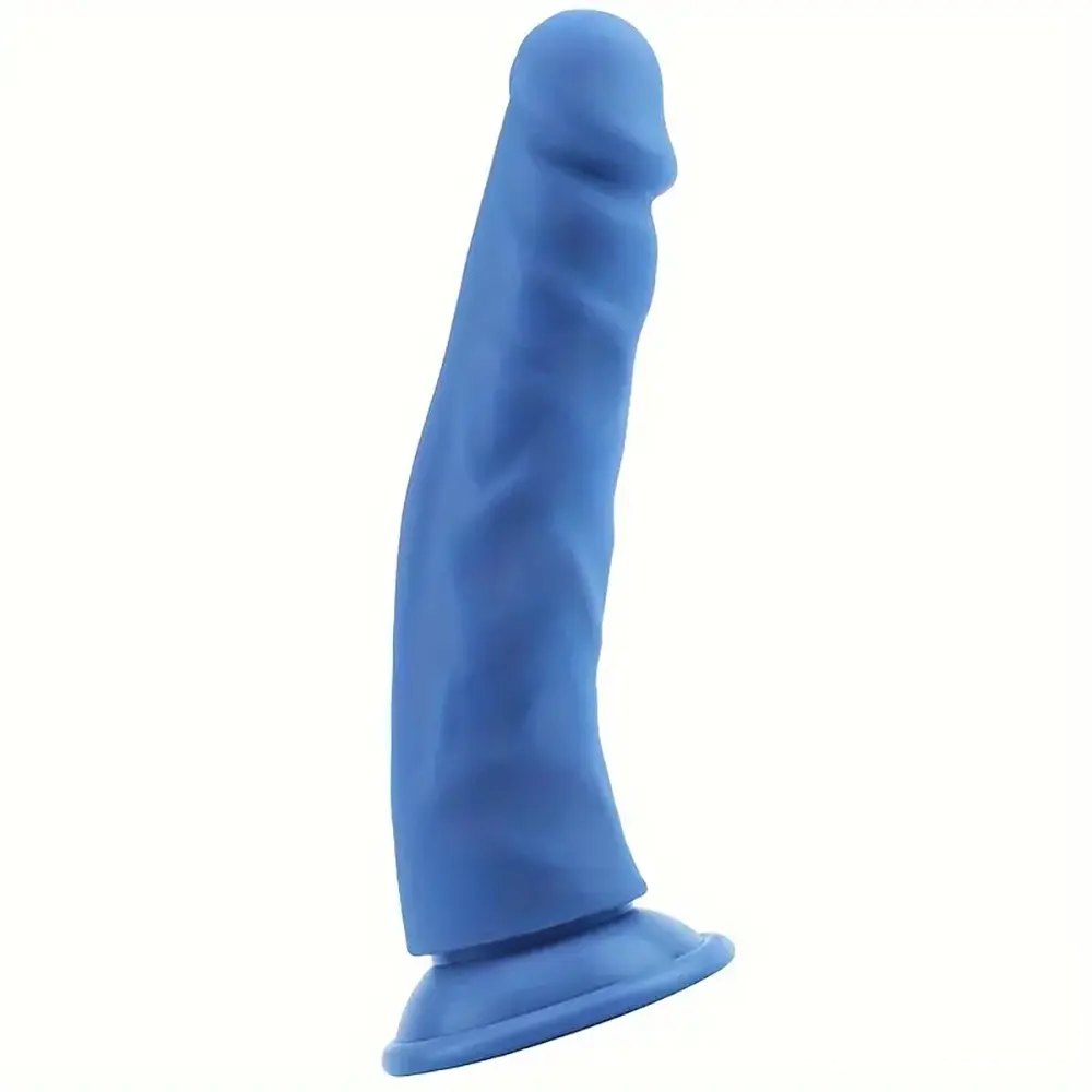 Blue soft silicone suction cup g-spot dildo