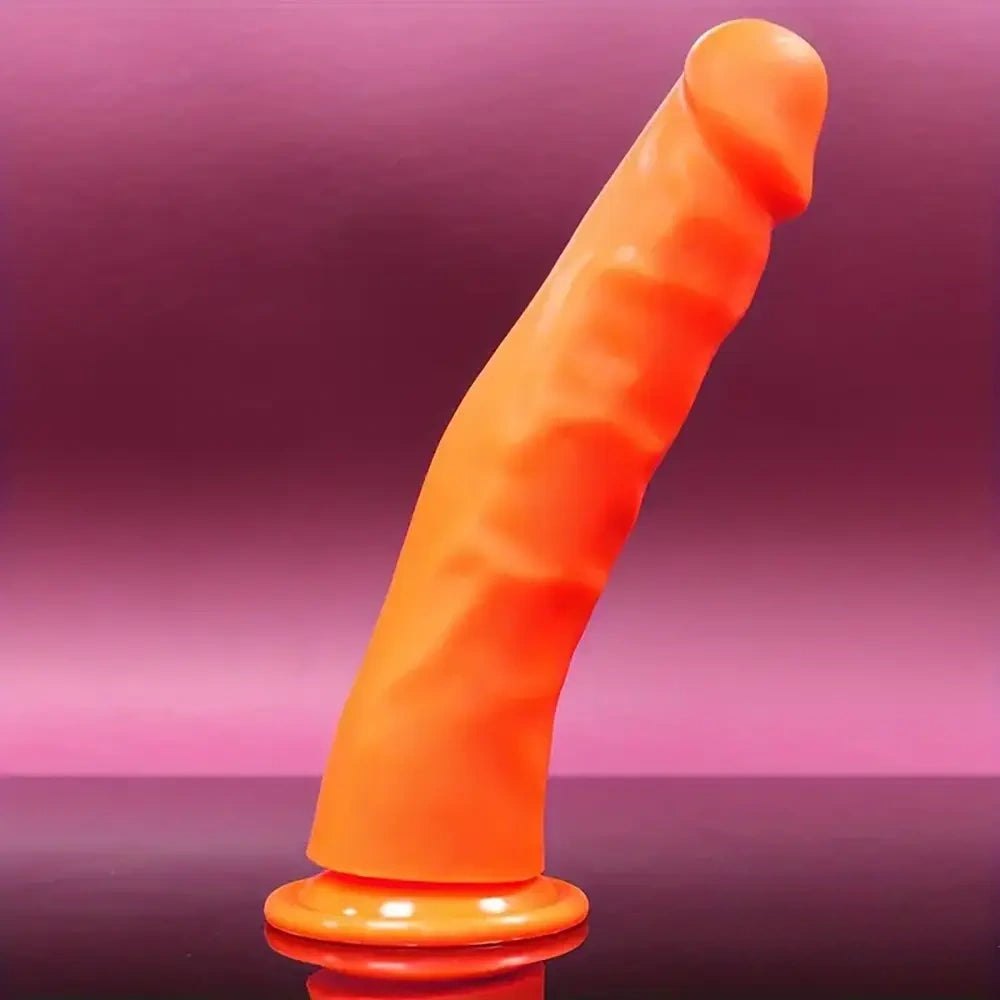 Orange soft silicone suction cup g-spot dildo