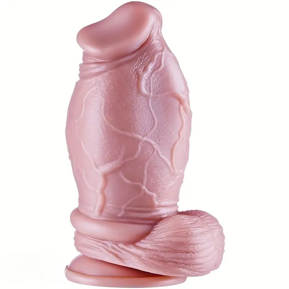 Flesh silicone realistic dildo with balls, photo 1