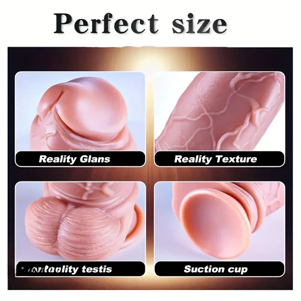 Flesh silicone realistic dildo with balls, photo 3