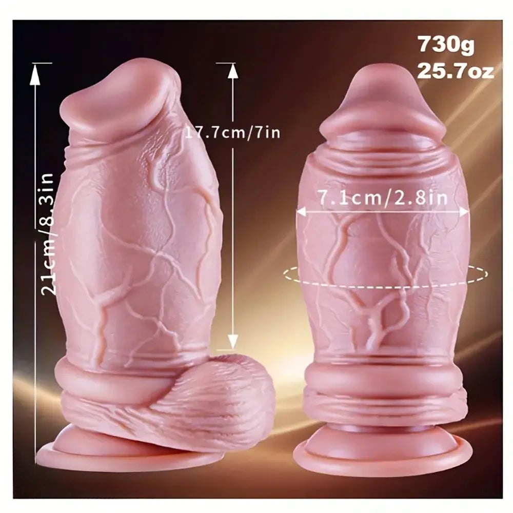 Flesh silicone realistic dildo with balls, photo 5