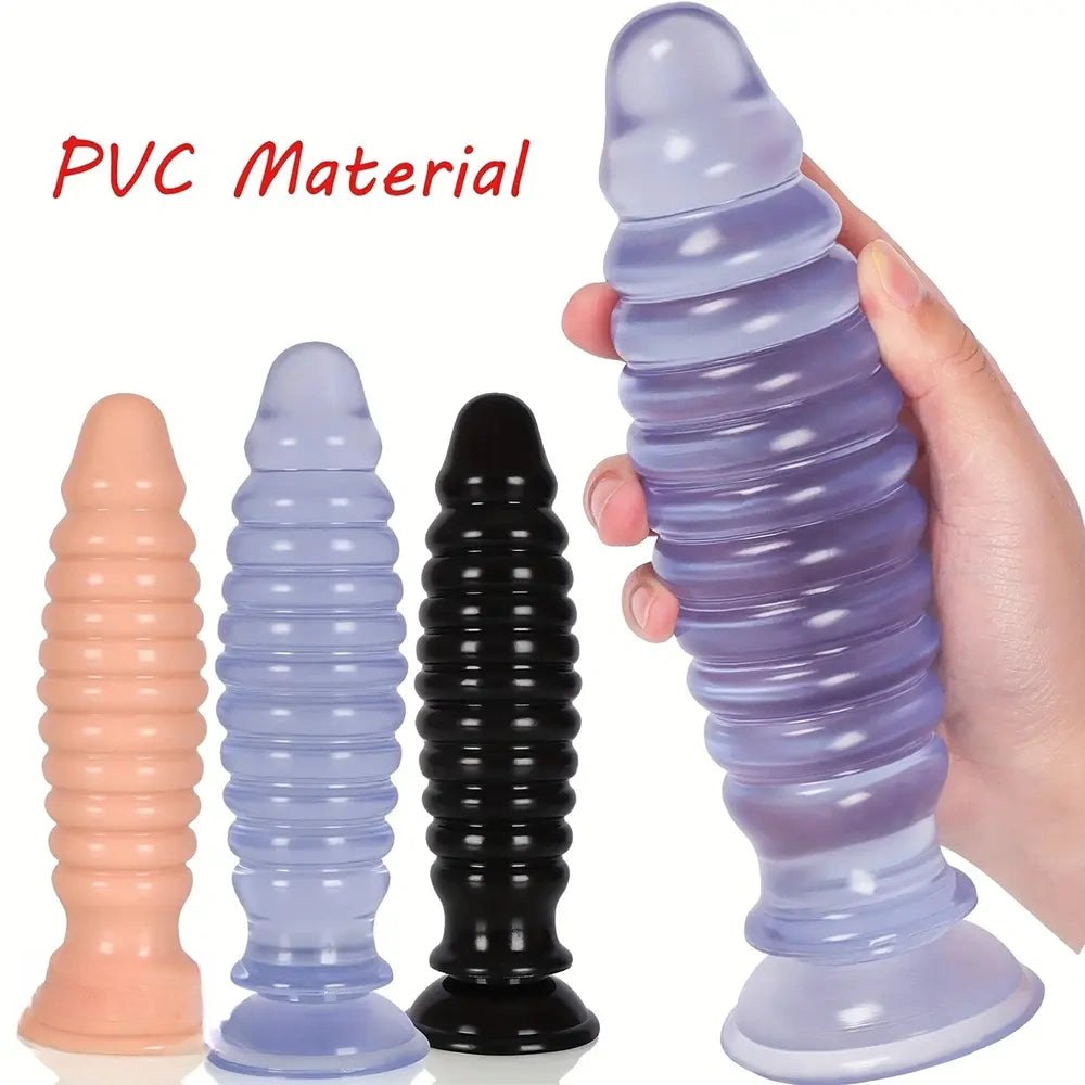 Ribbed PVC anal plug with suction cup base, photo 10