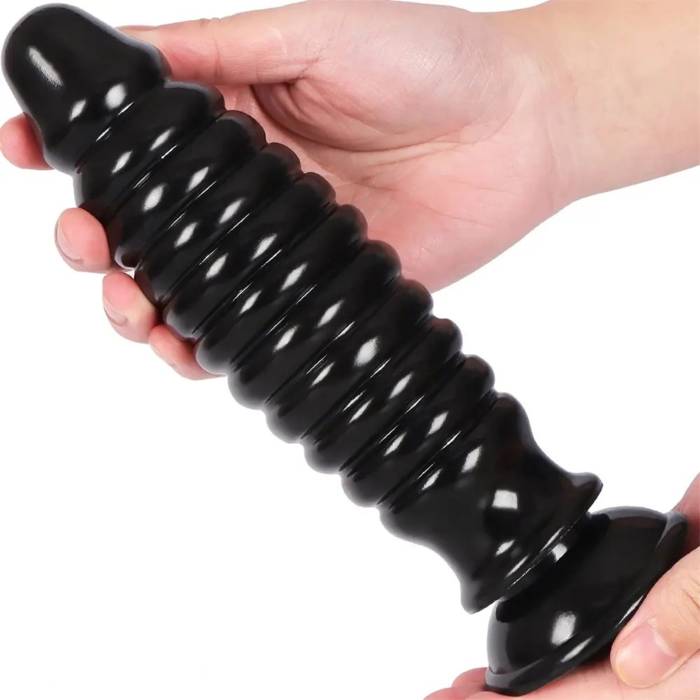 Ribbed PVC anal plug with suction cup base, photo 11