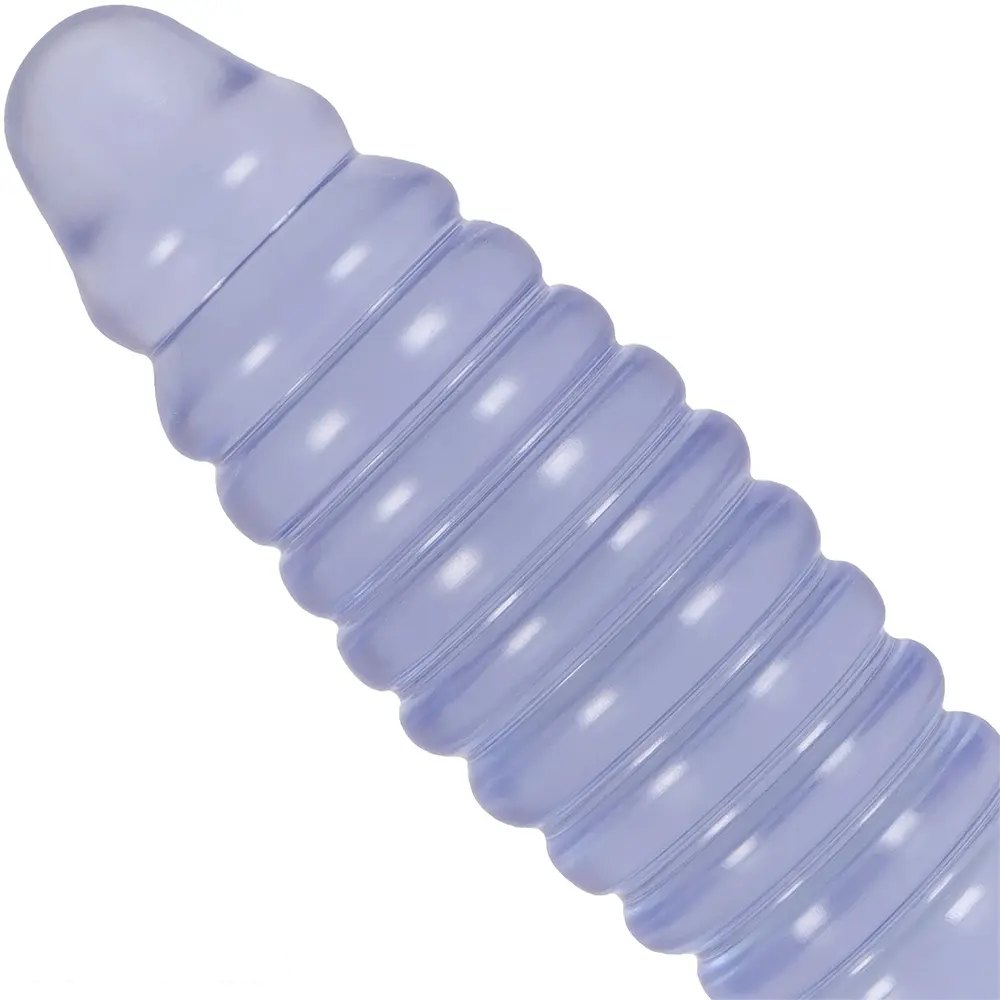 Ribbed PVC anal plug with suction cup base, photo 2