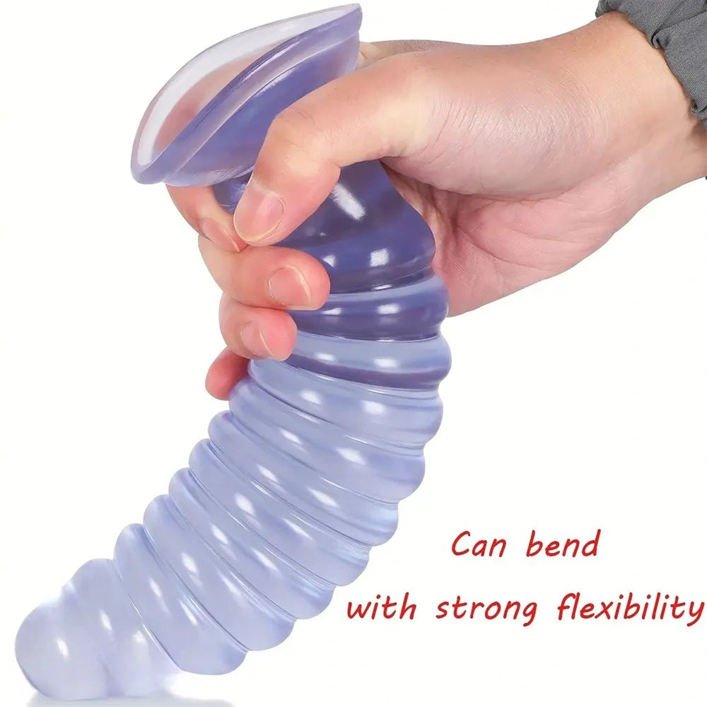 Ribbed PVC anal plug with suction cup base, photo 3