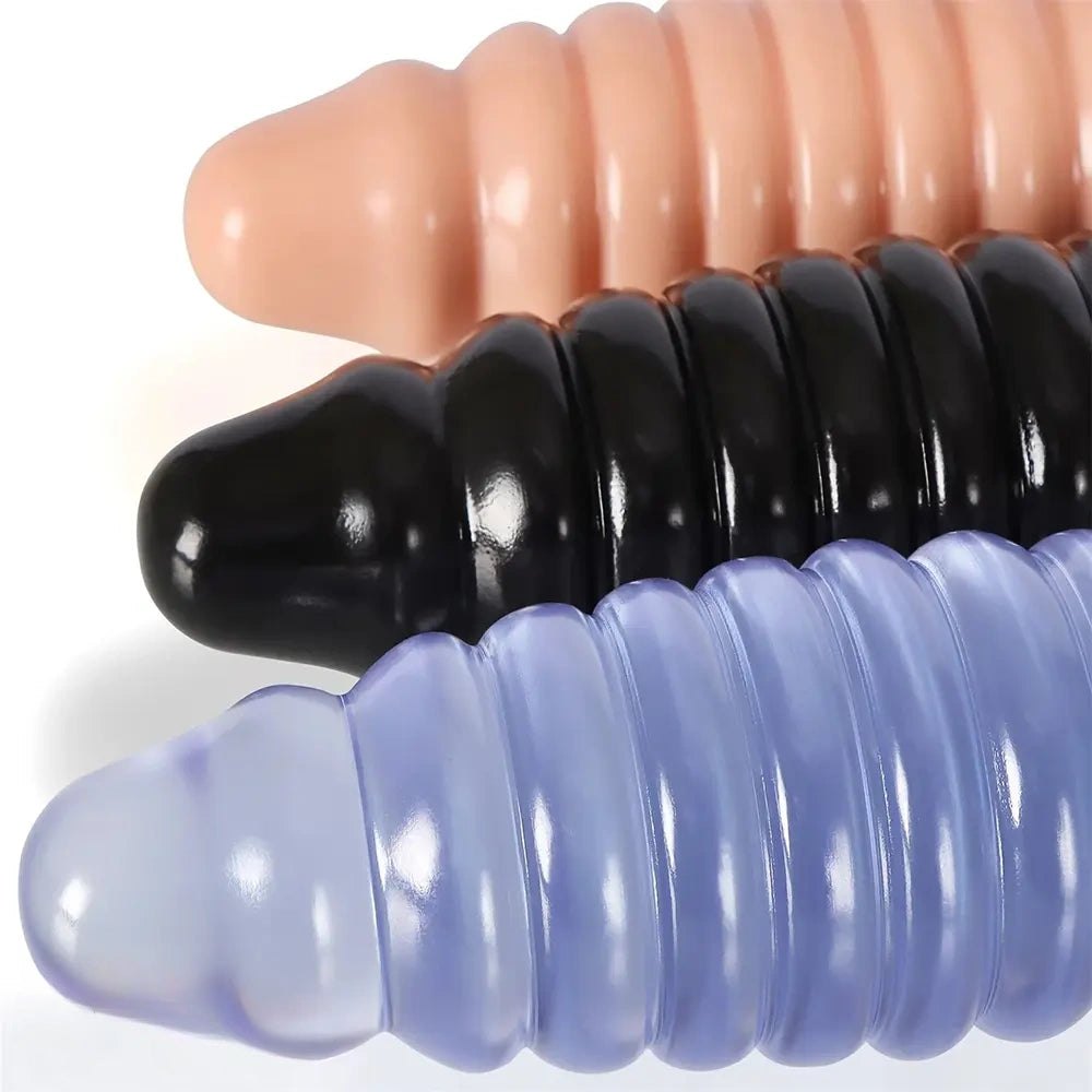 Ribbed PVC anal plug with suction cup base, photo 4