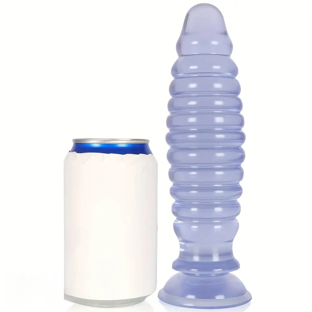 Ribbed PVC anal plug with suction cup base, photo 5