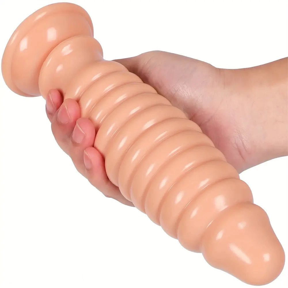 Ribbed PVC anal plug with suction cup base, photo 7