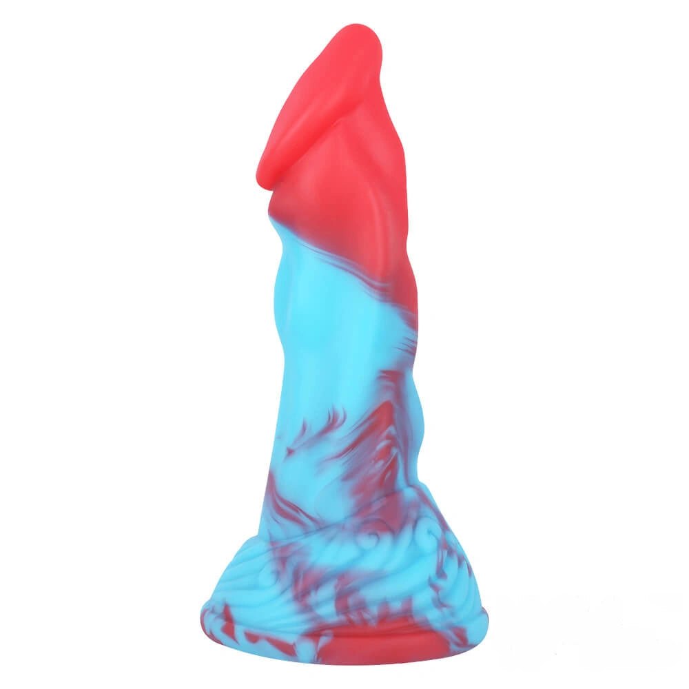 Multicolor silicone fantasy dildo with suction cup base, photo 1