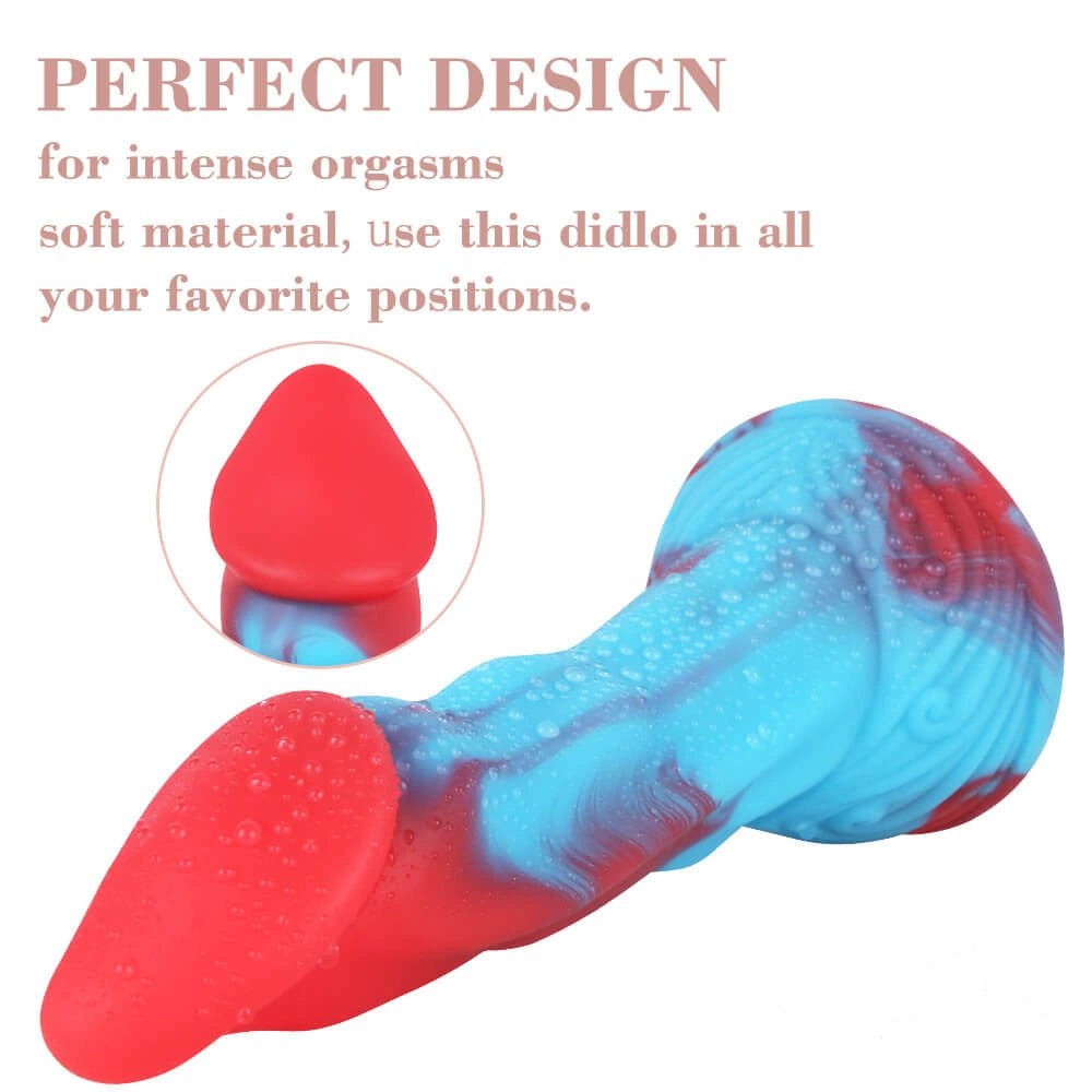 Multicolor silicone fantasy dildo with suction cup base, photo 6
