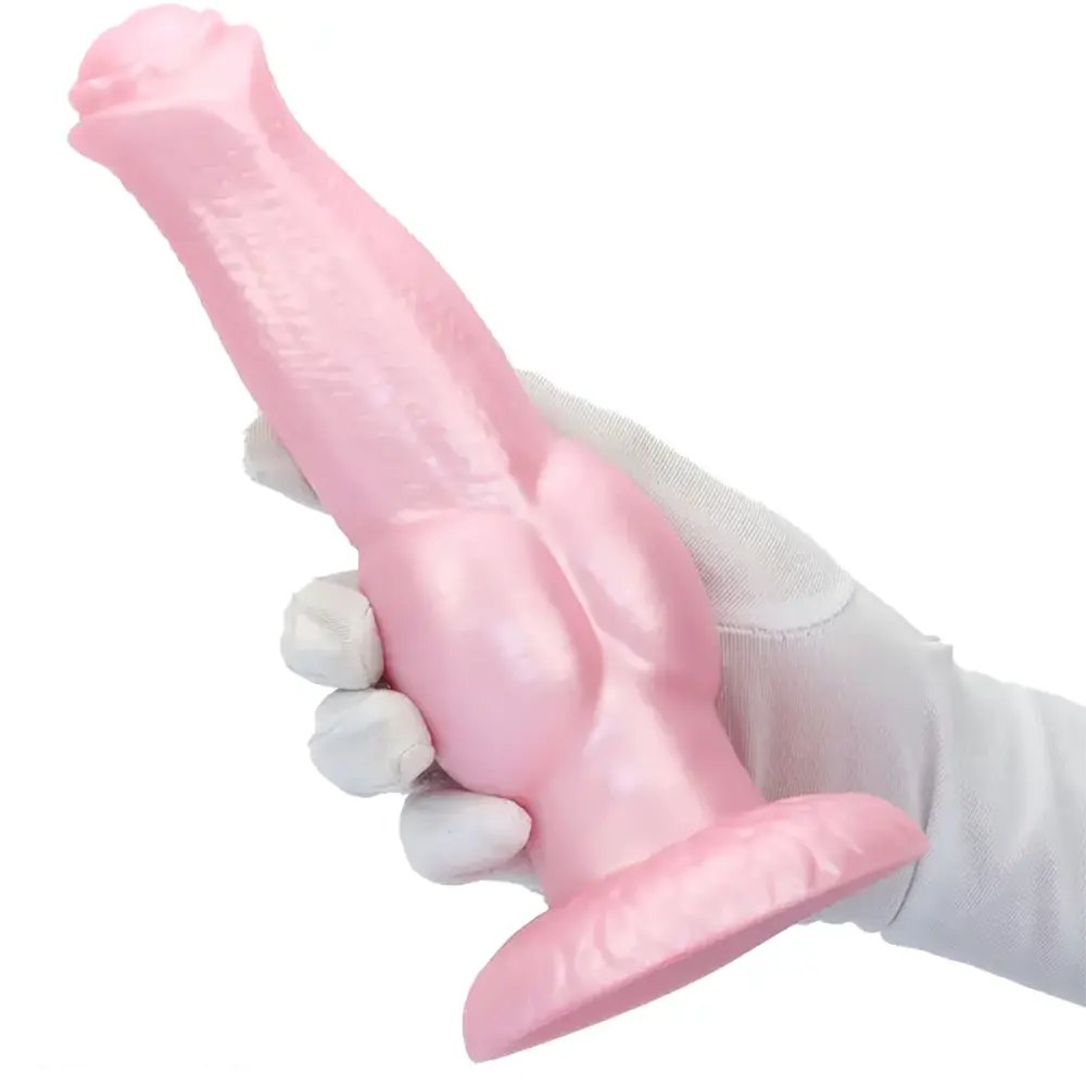 Pink silicone knotted animal dildo, photo 11