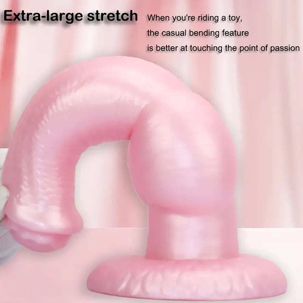 Pink silicone knotted animal dildo, photo 12