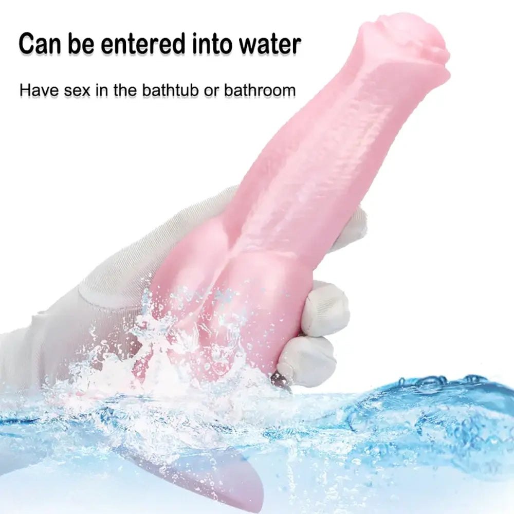 Pink silicone knotted animal dildo, photo 13